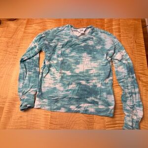 Athleta Girl Teal and White Tie-Dye Top